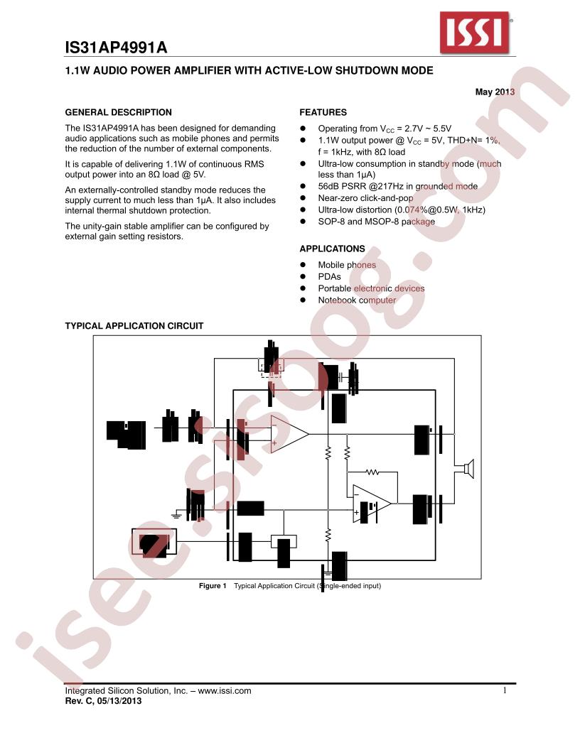 IS31AP4991A Datasheet