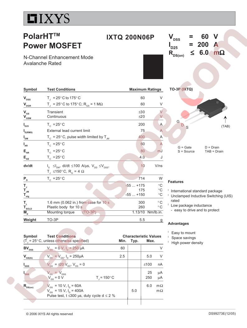 IXTQ200N06P