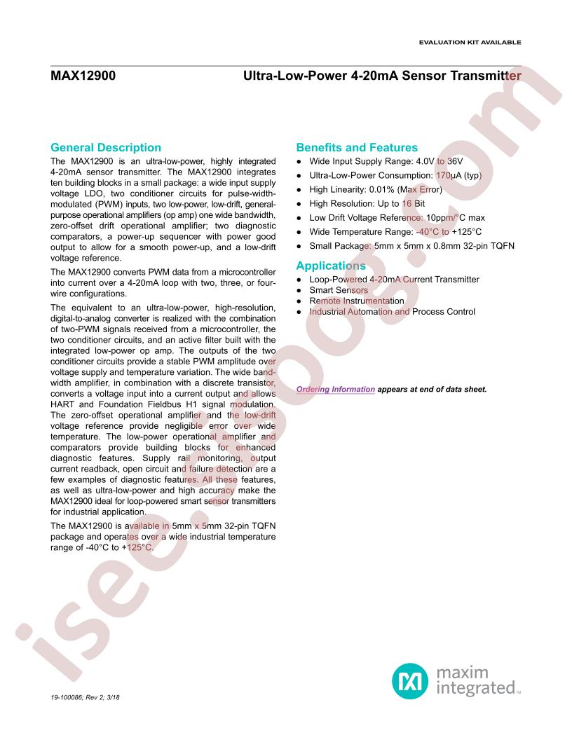 MAX12900 Datasheet