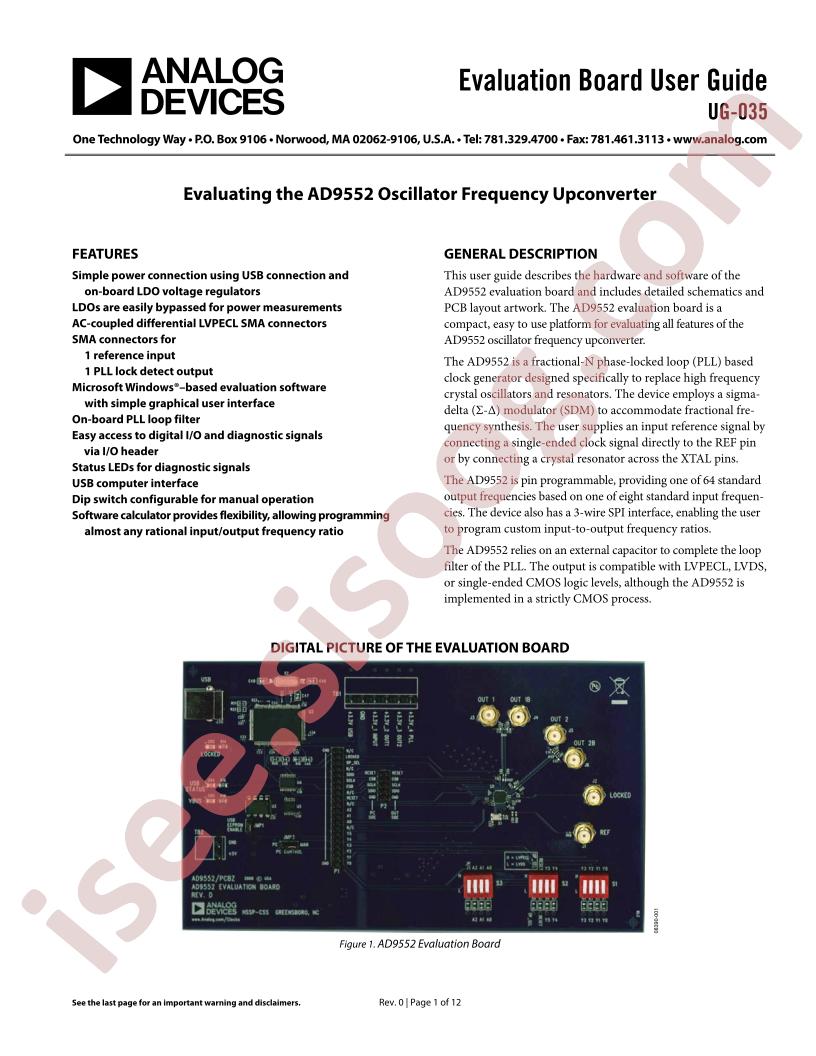 AD9552 Eval Brd Guide