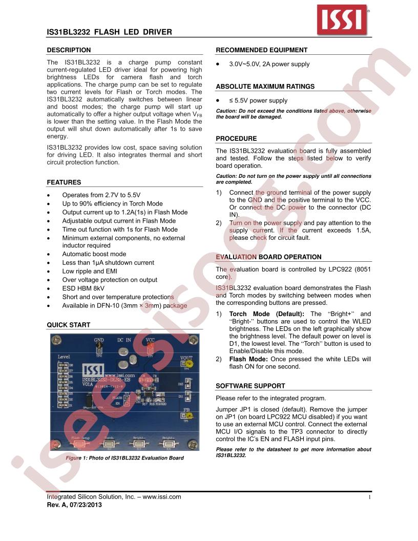 IS31BL3232 Flash LED Driver