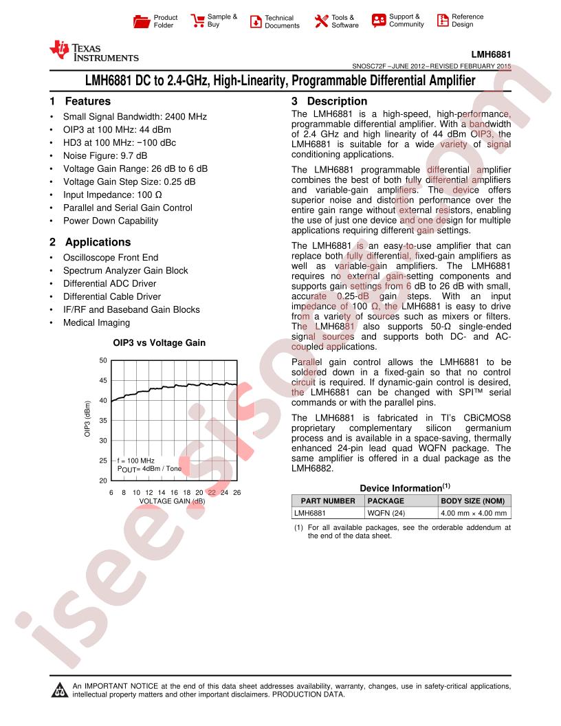 LMH6881 Datasheet