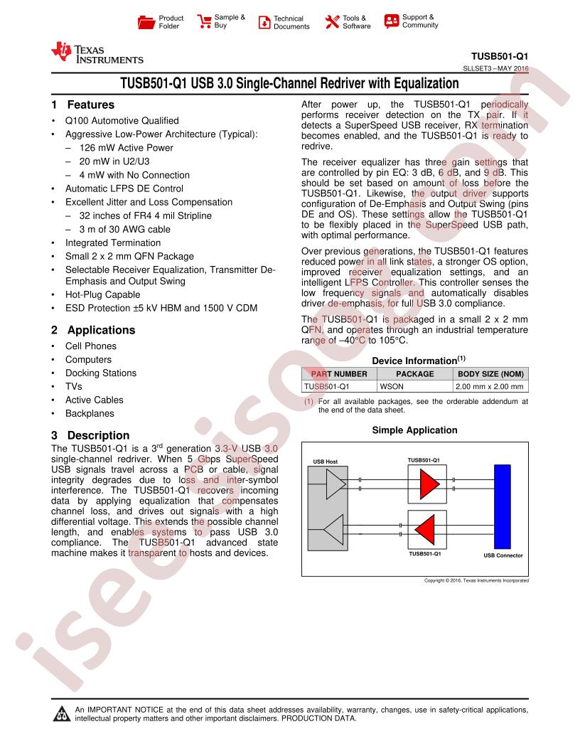 TUSB501-Q1 Datasheet