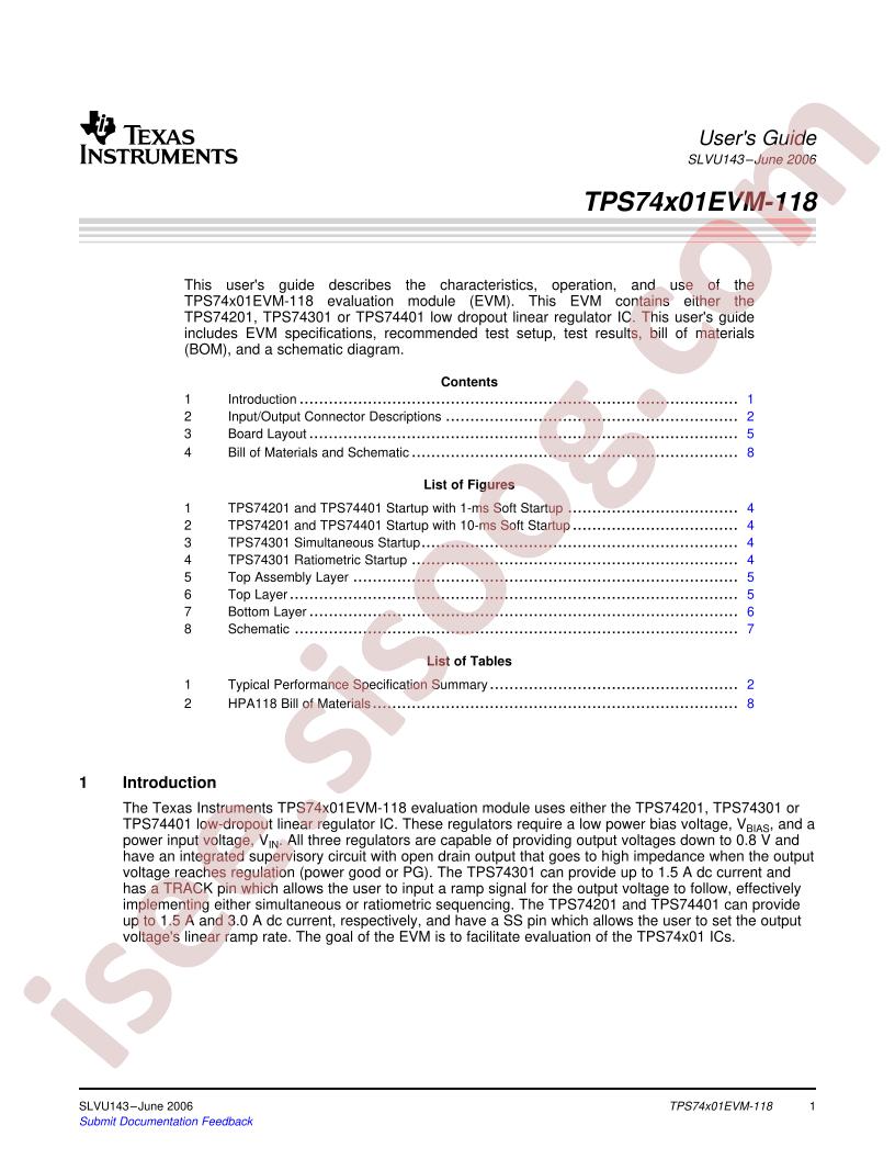 TPS74x01EVM-118 Users Guide