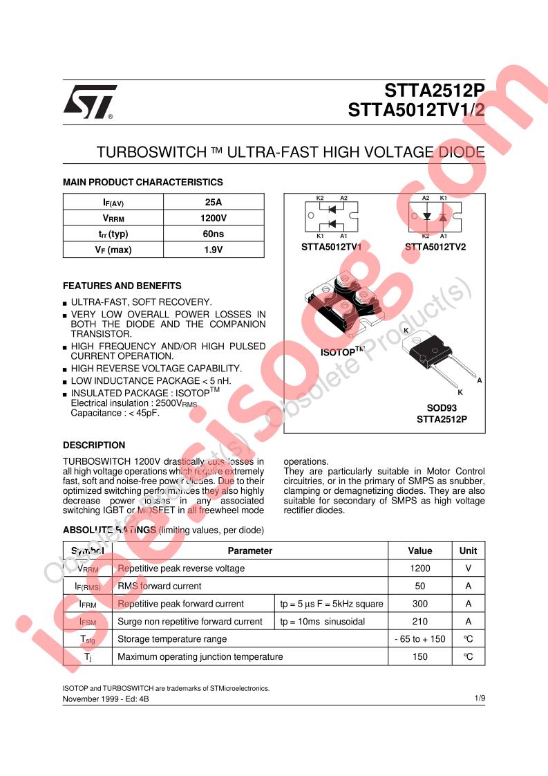 STTA2512P,2TV1/2