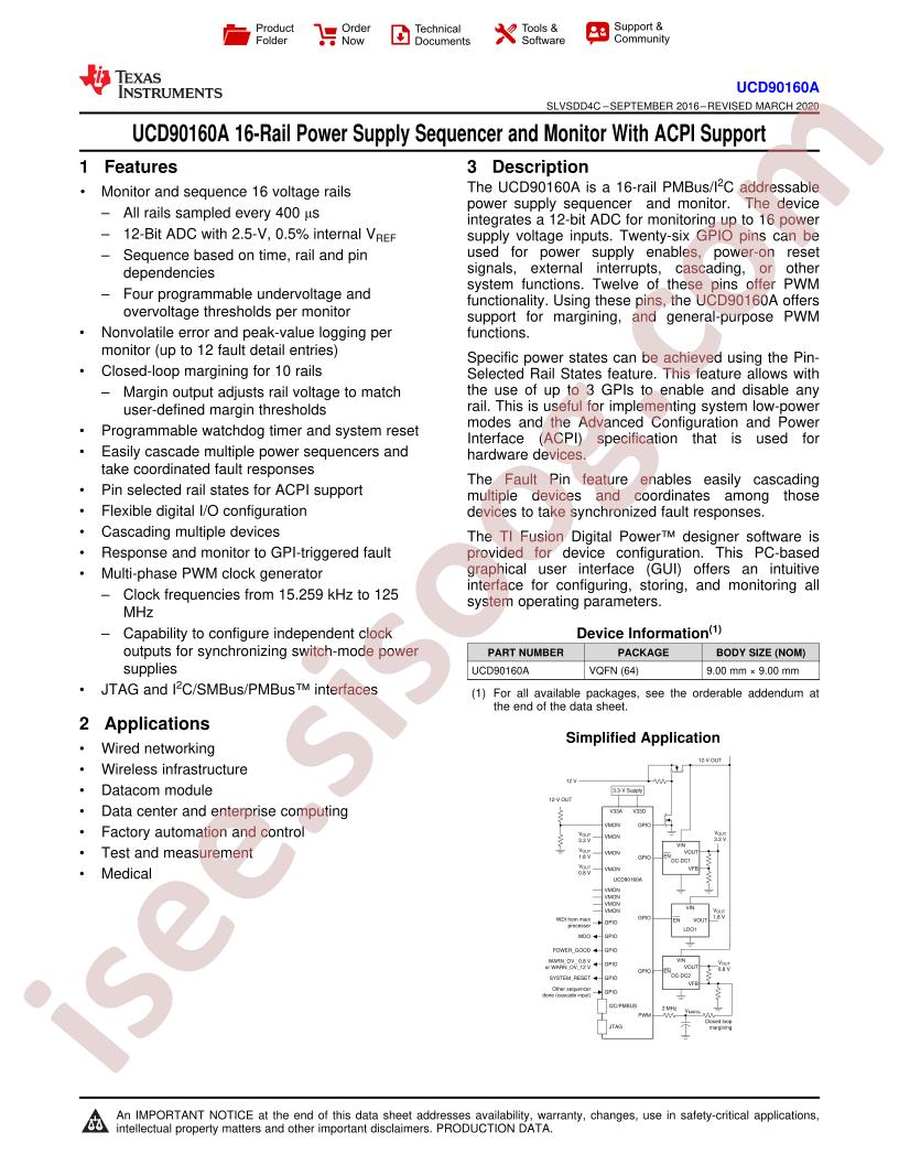 UCD90160A Datasheet