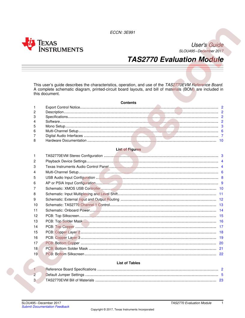 TAS2770EVM User Guide