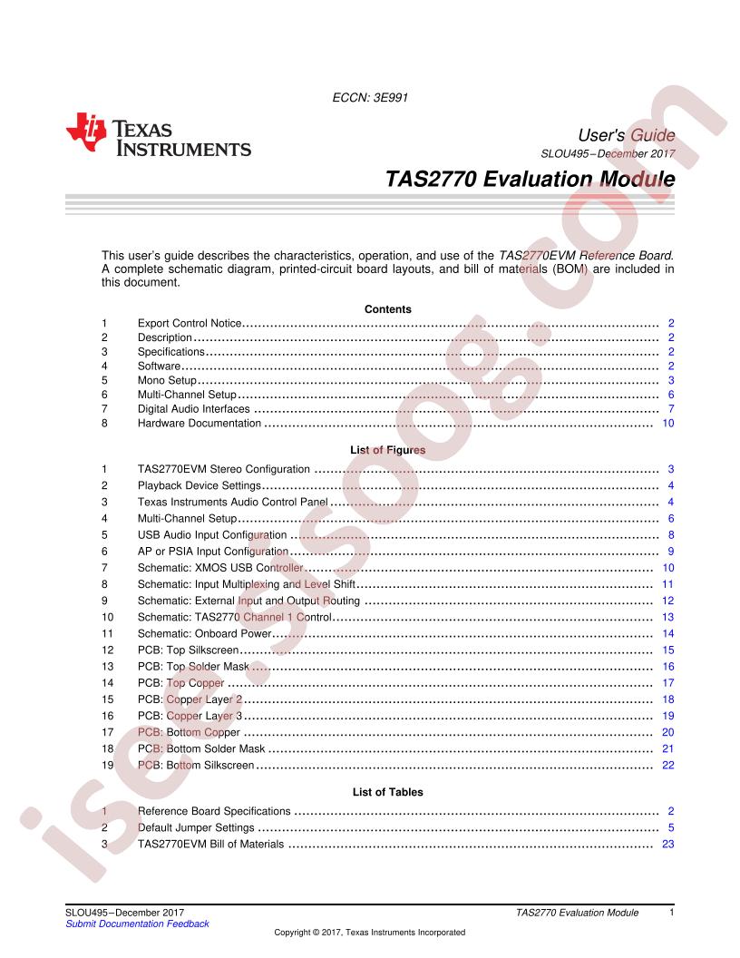 TAS2770EVM User Guide