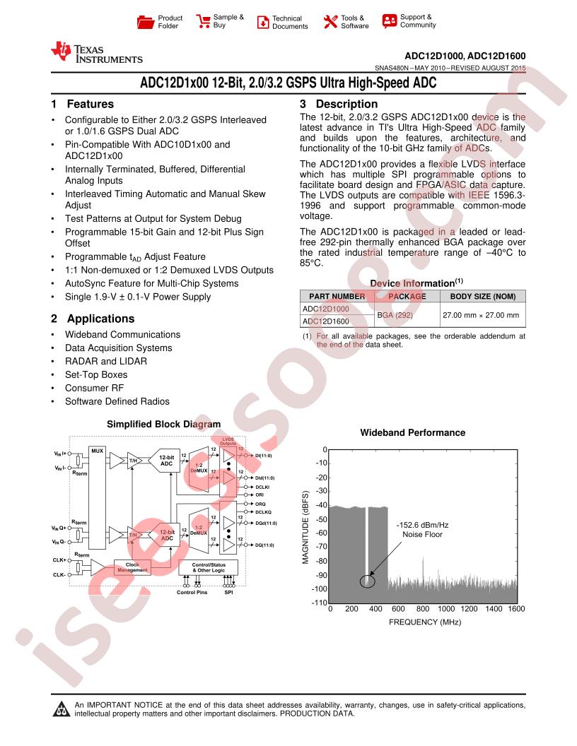 ADC12D1000,1600 Datasheet