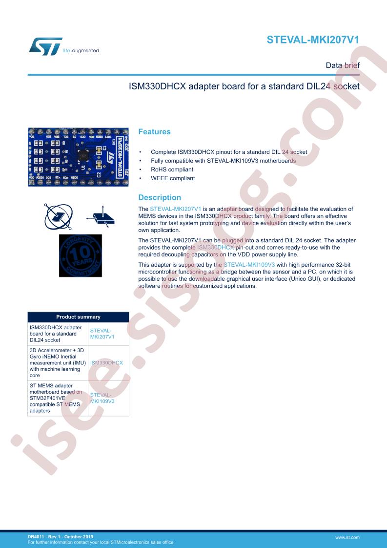 STEVAL-MKI207V1 Data Brief