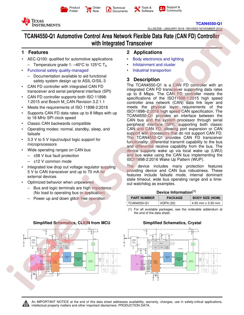 TCAN4550-Q1 Datasheet