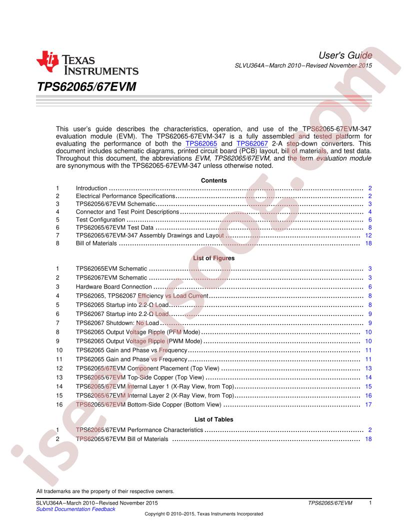 TPS62065/67EVM User Guide