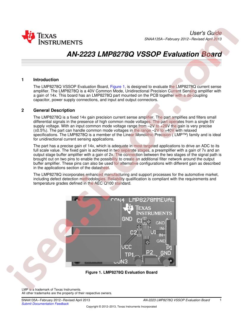 LMP8278Q Eval Board