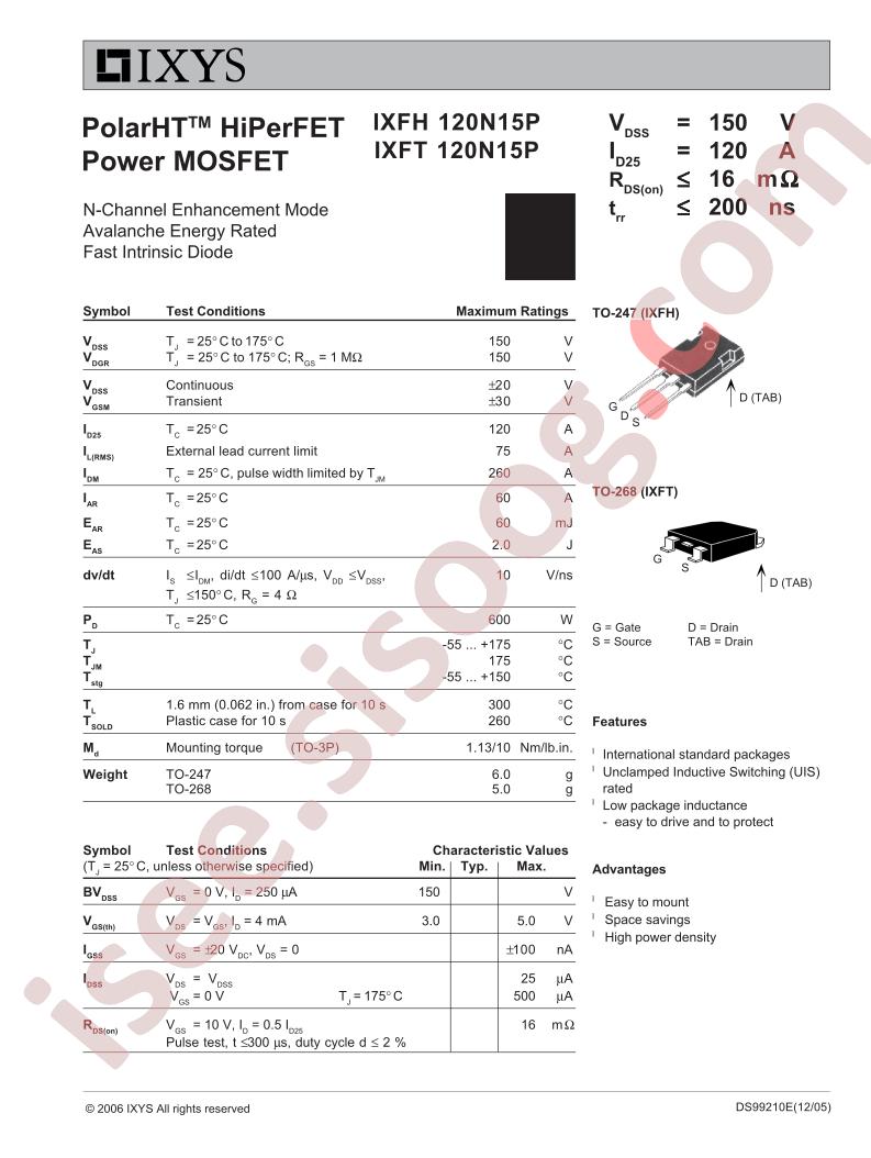 IXF(H,T)120N15P