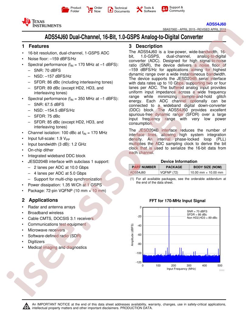 ADS54J60 Datasheet