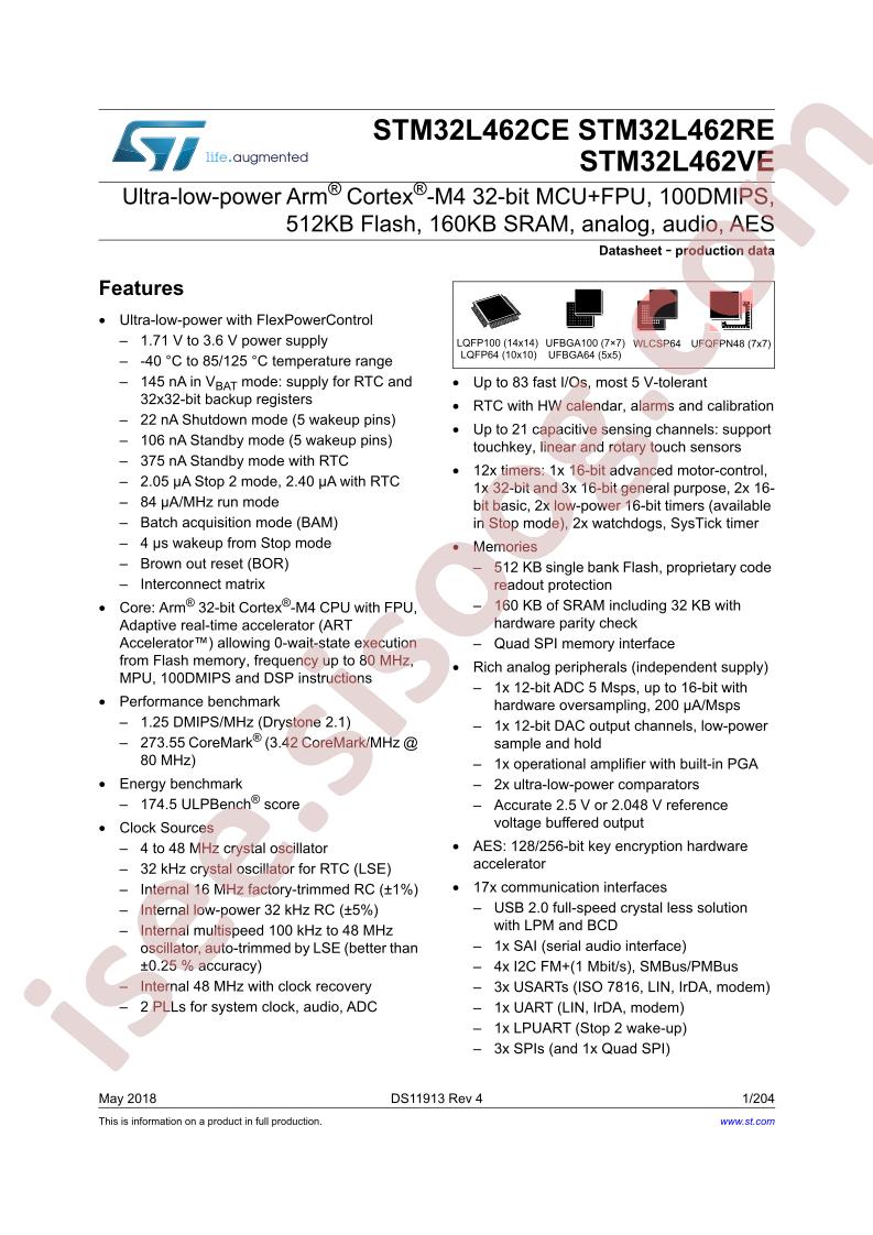 STM32L462xE Datasheet