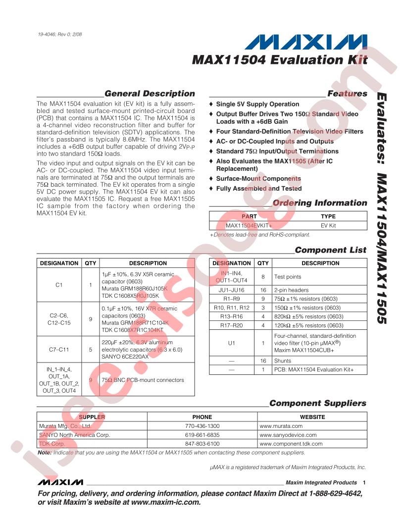 MAX11504 Eval Kit