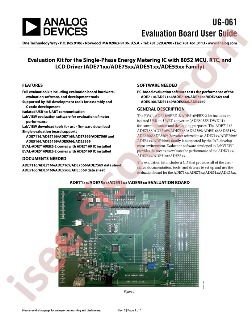 EVAL-ADE7169EBZ-2 User Guide