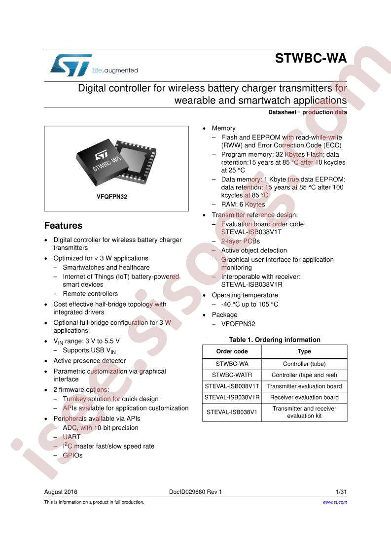 STWBC-WA Datasheet