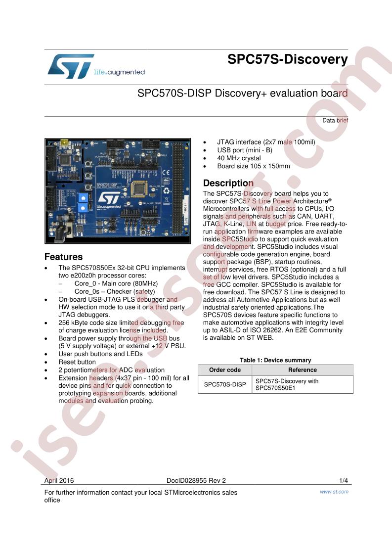 SPC570S-DISP Data Brief