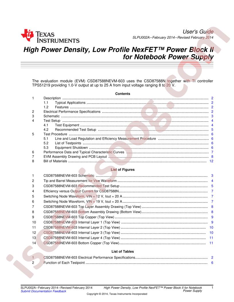 CSD87588NEVM-603 User Guide