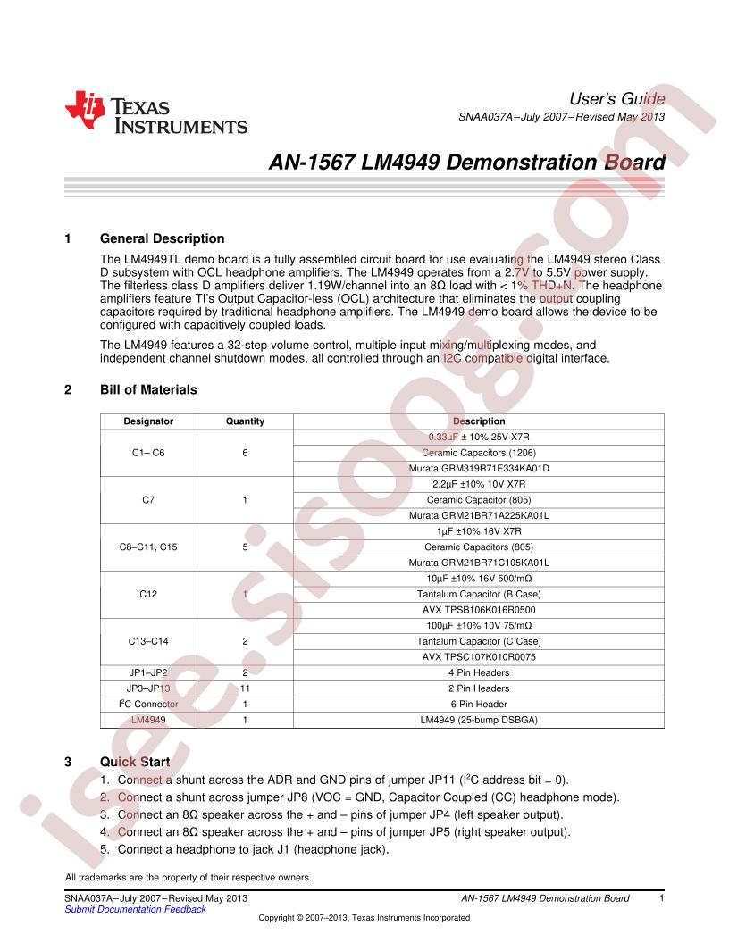 LM4949 Demo Brd
