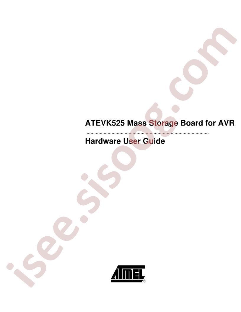 ATEVK525 Mass Storage Board, I1089AVR User Guide