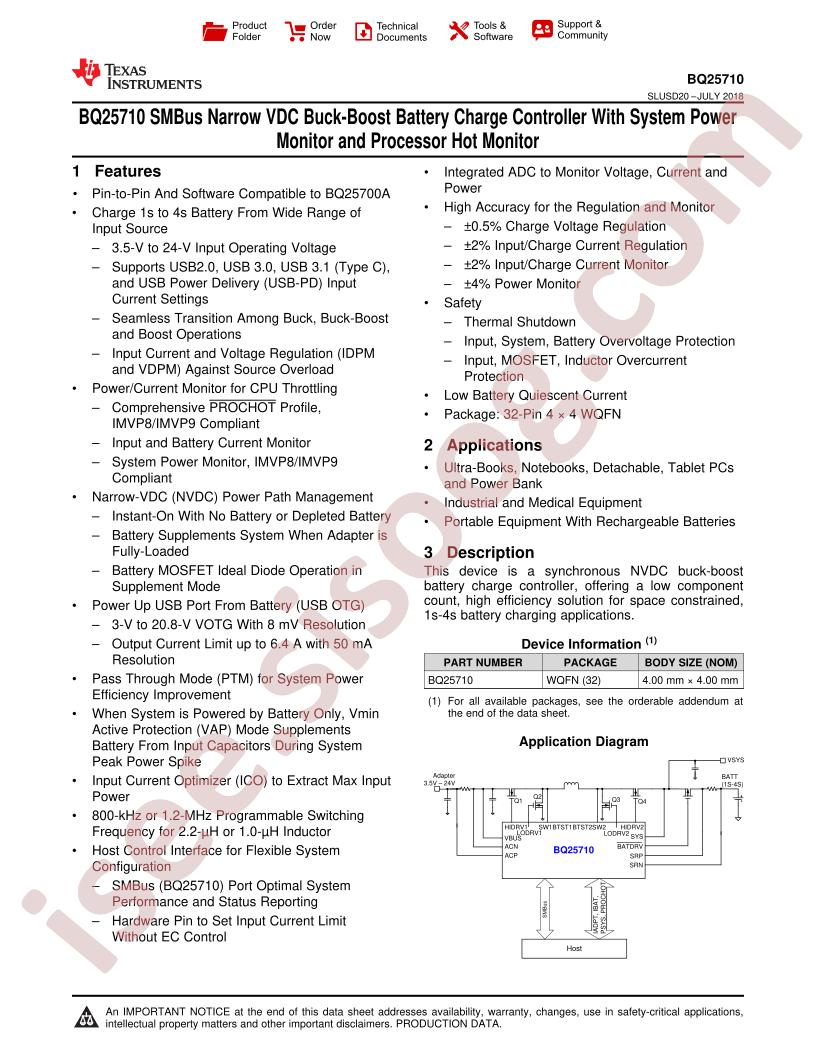 BQ25710 Datasheet