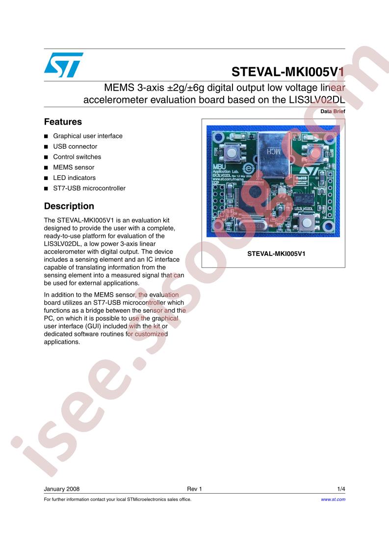 STEVAL-MKI005V1 Data Brief