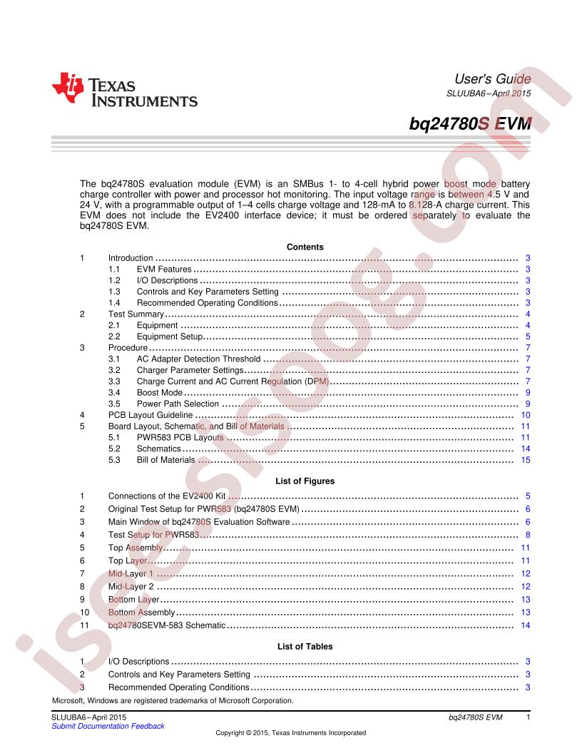 BQ24780S EVM User Guide