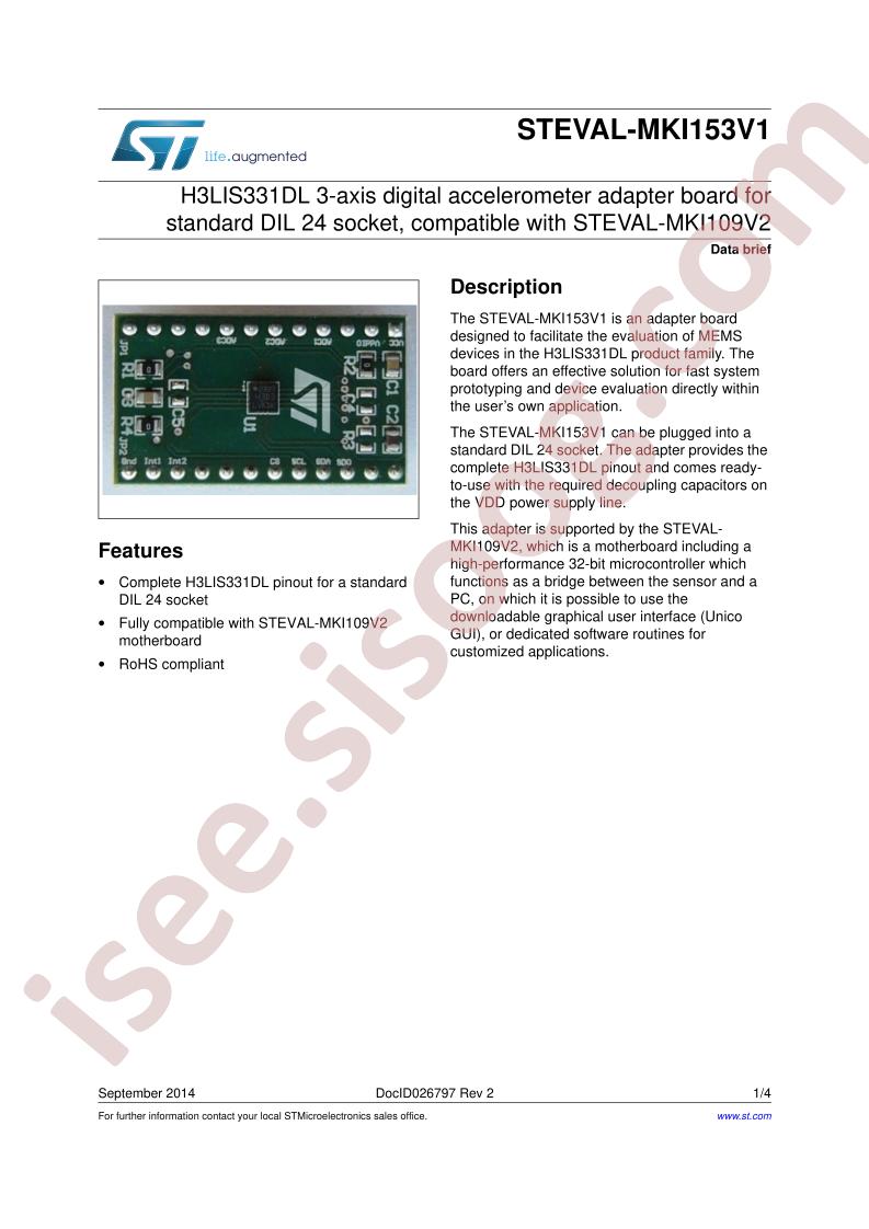 STEVAL-MKI153V1 Data Brief