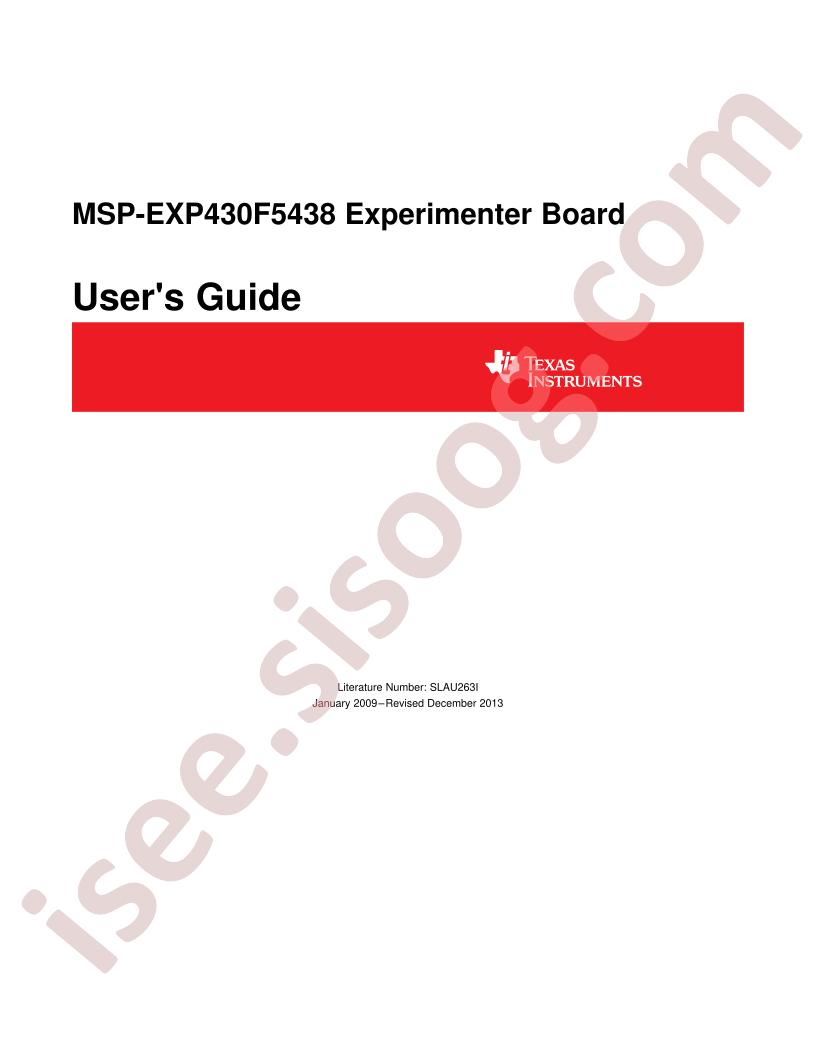 MSP-EXP430F5438 User Guide