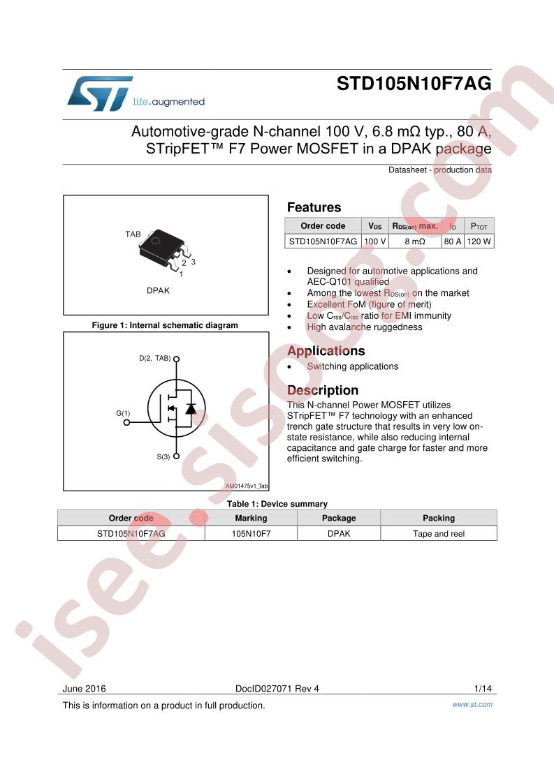 STD105N10F7AG