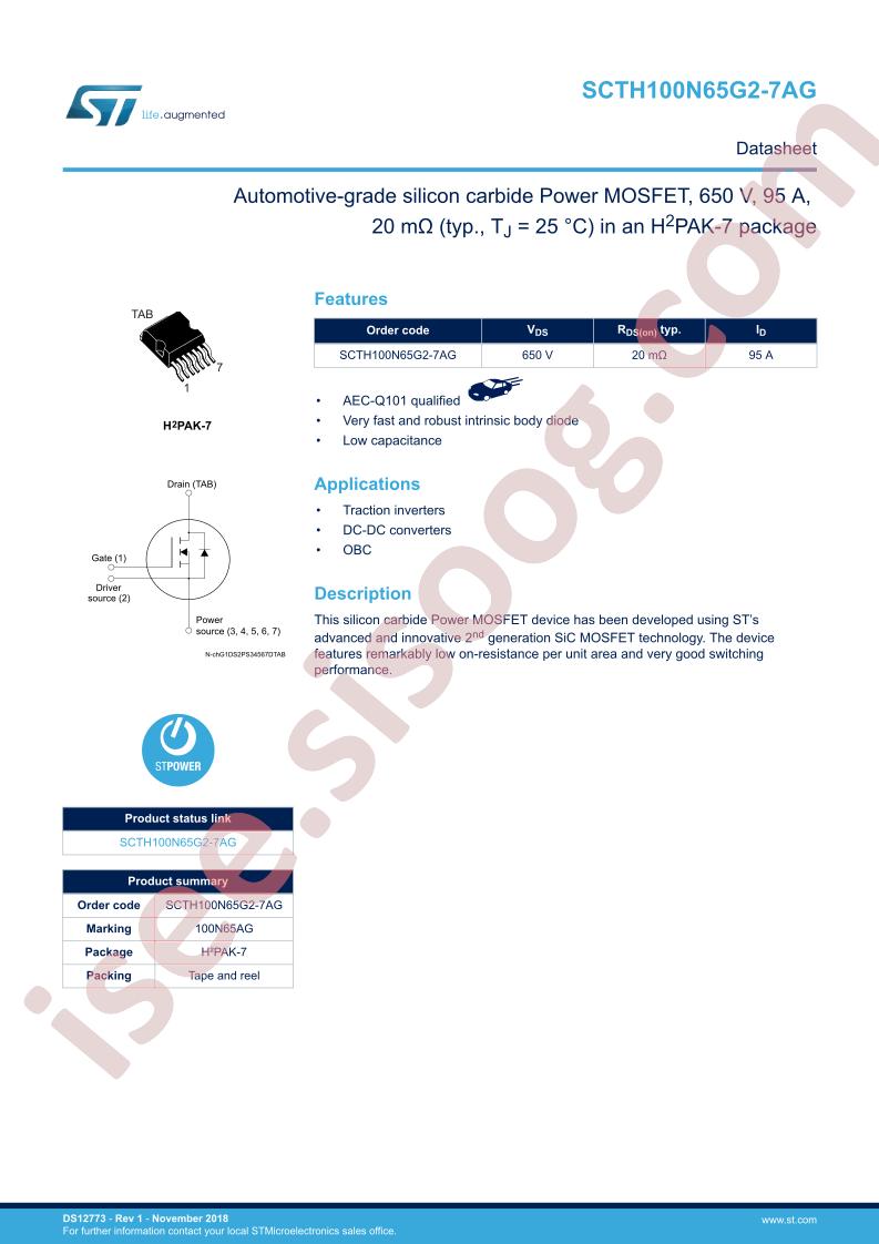 SCTH100N65G2-7AG