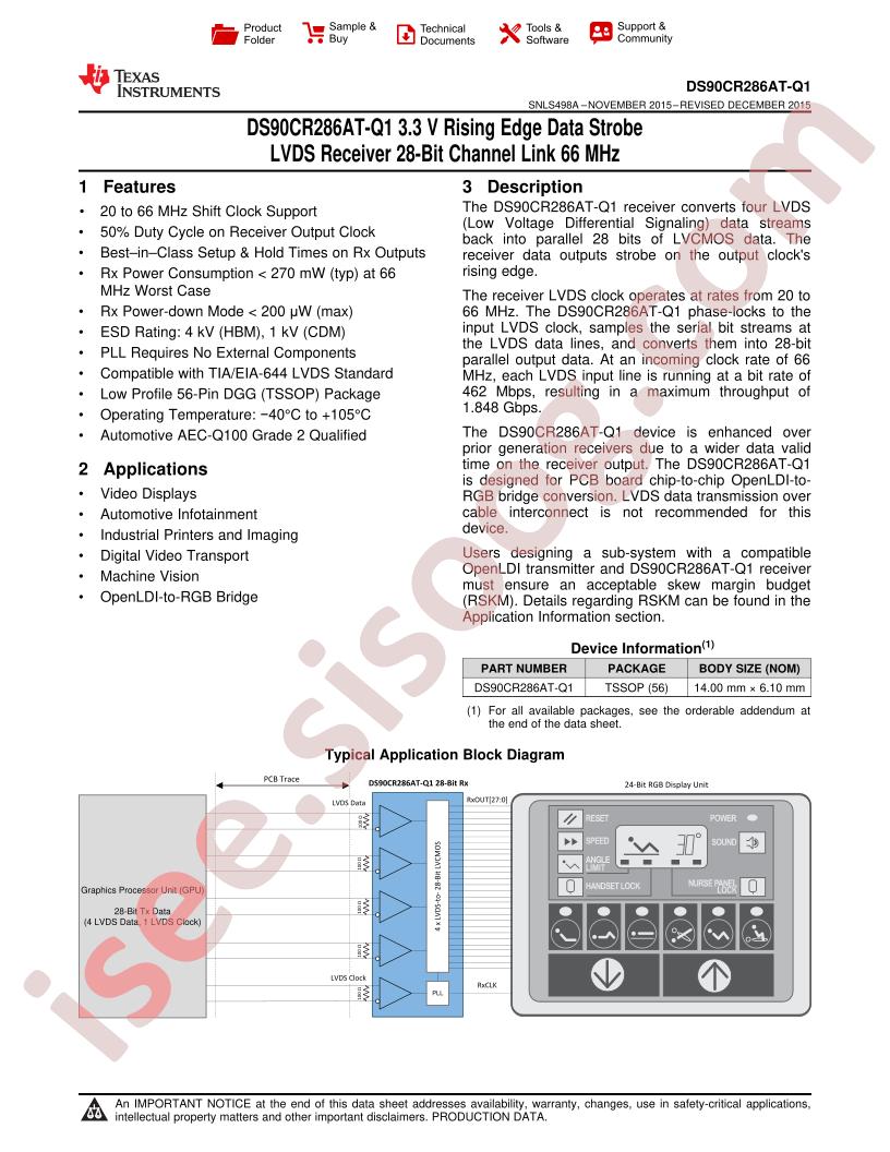 DS90CR286AT-Q1 Datasheet