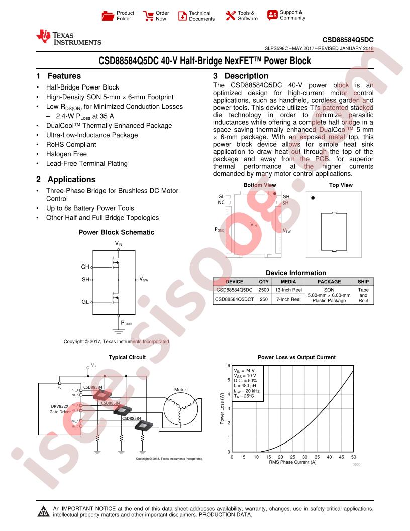 CSD88584Q5DC Datasheet
