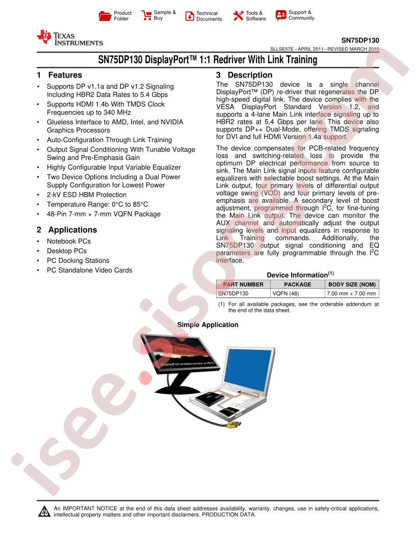 SN75DP130 Datasheet