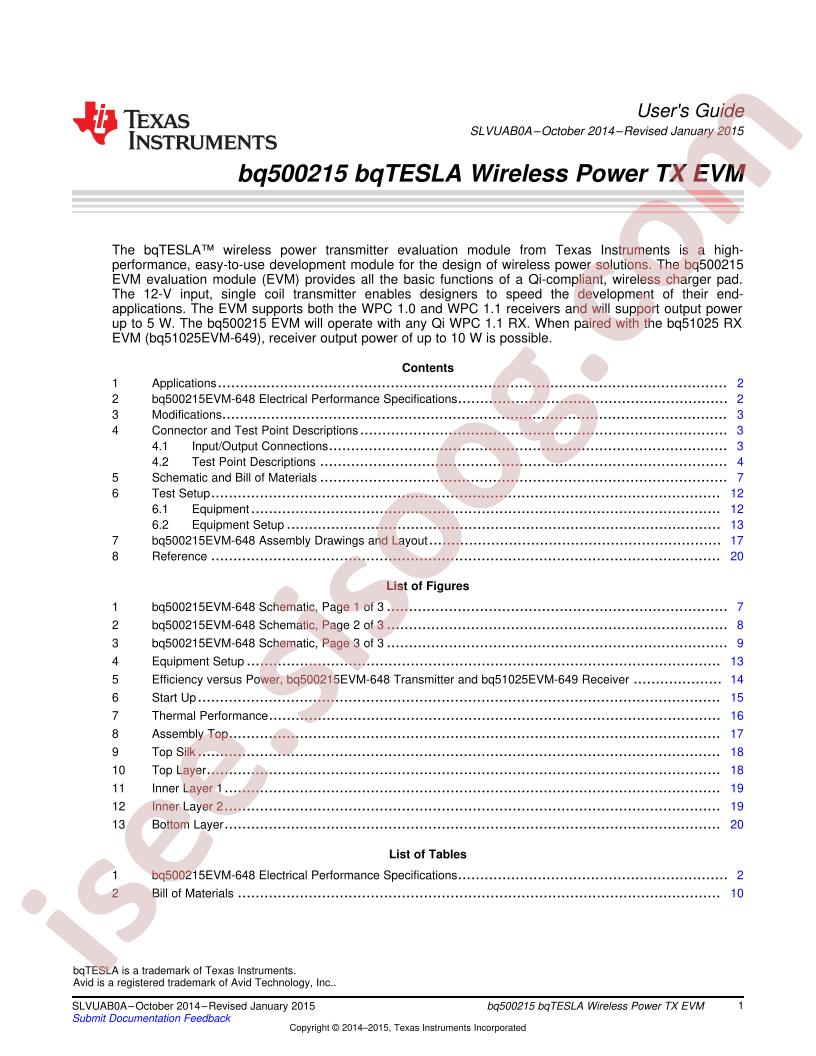 BQ500215EVM-648 User Guide