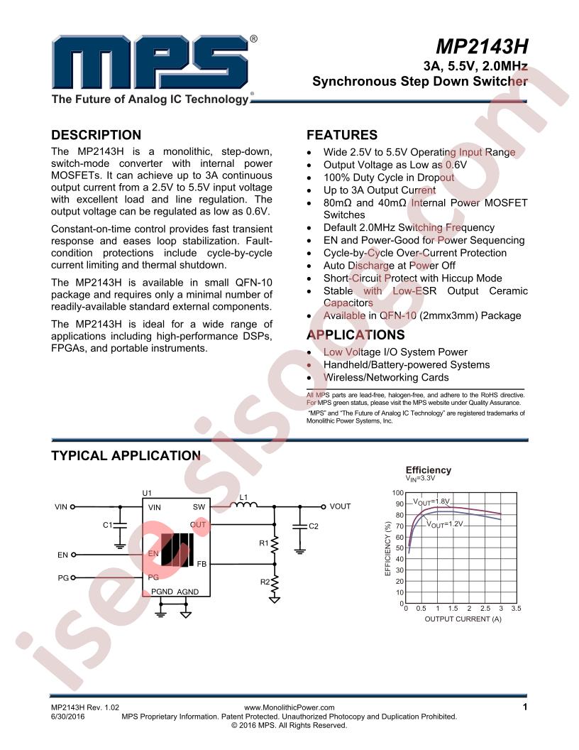 MP2143H Datasheet