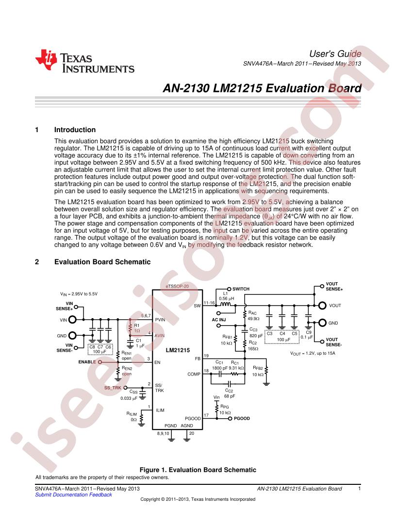 LM21215 Eval Board AppNote