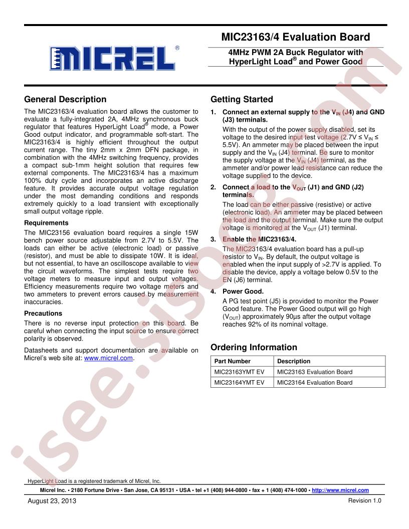 MIC23163,4 Eval Board