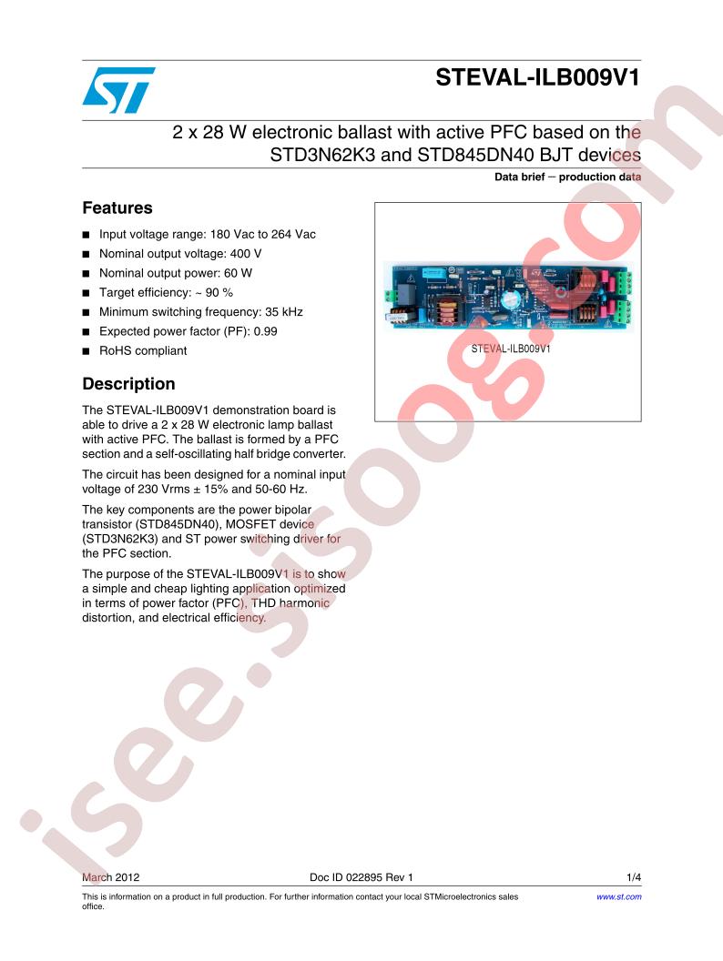 STEVAL-ILB009V1 Brief