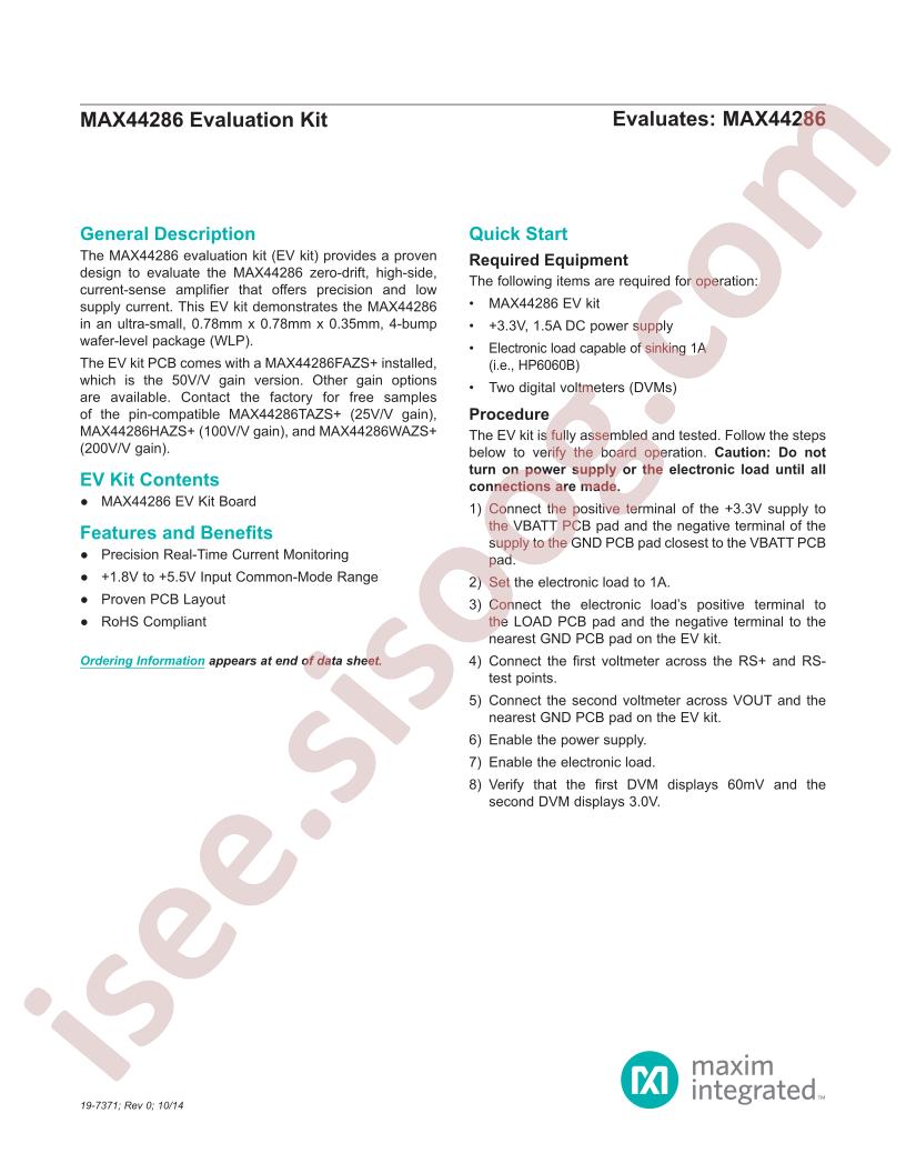 MAX44286 Eval Kit