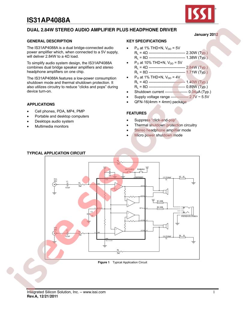 IS31AP4088A Datasheet