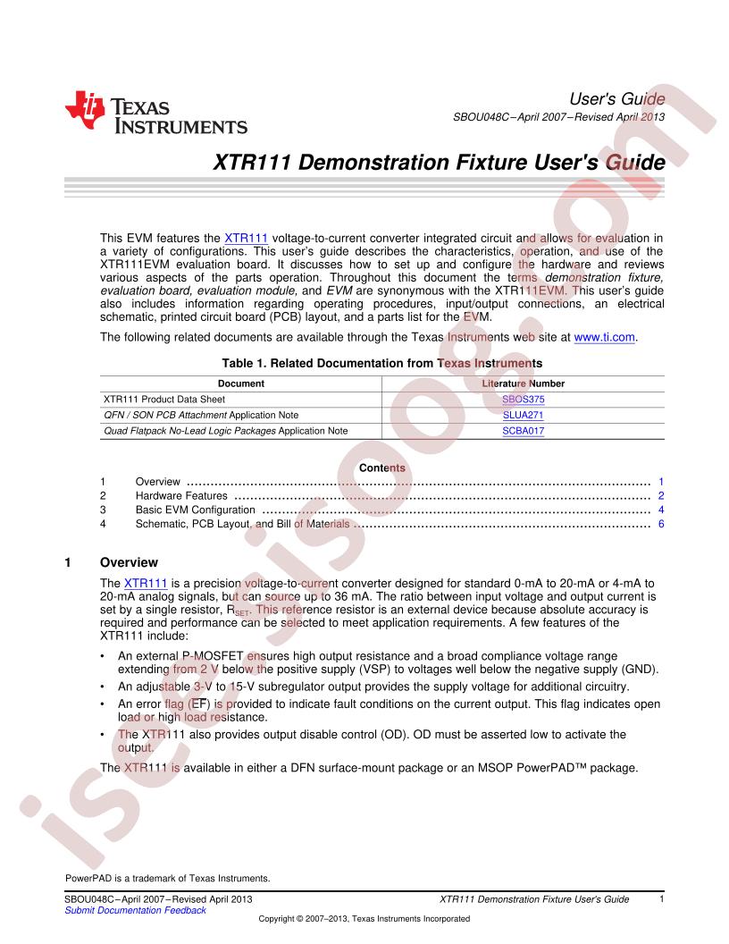 XTR111-2EVM User Guide