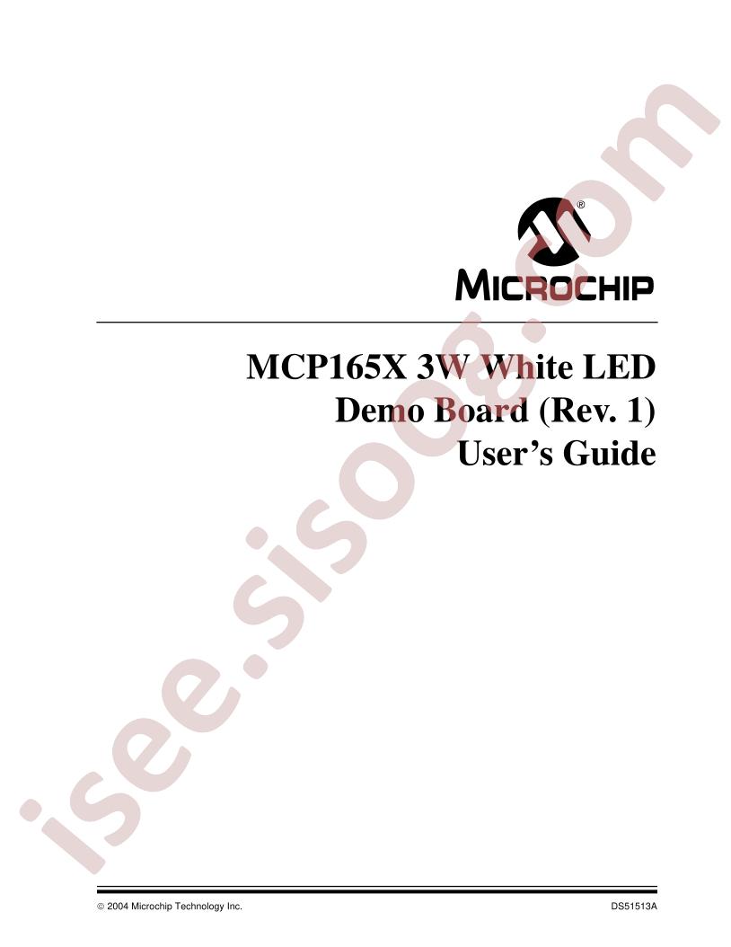 MCP165x 3W White LED Demo Board Guide