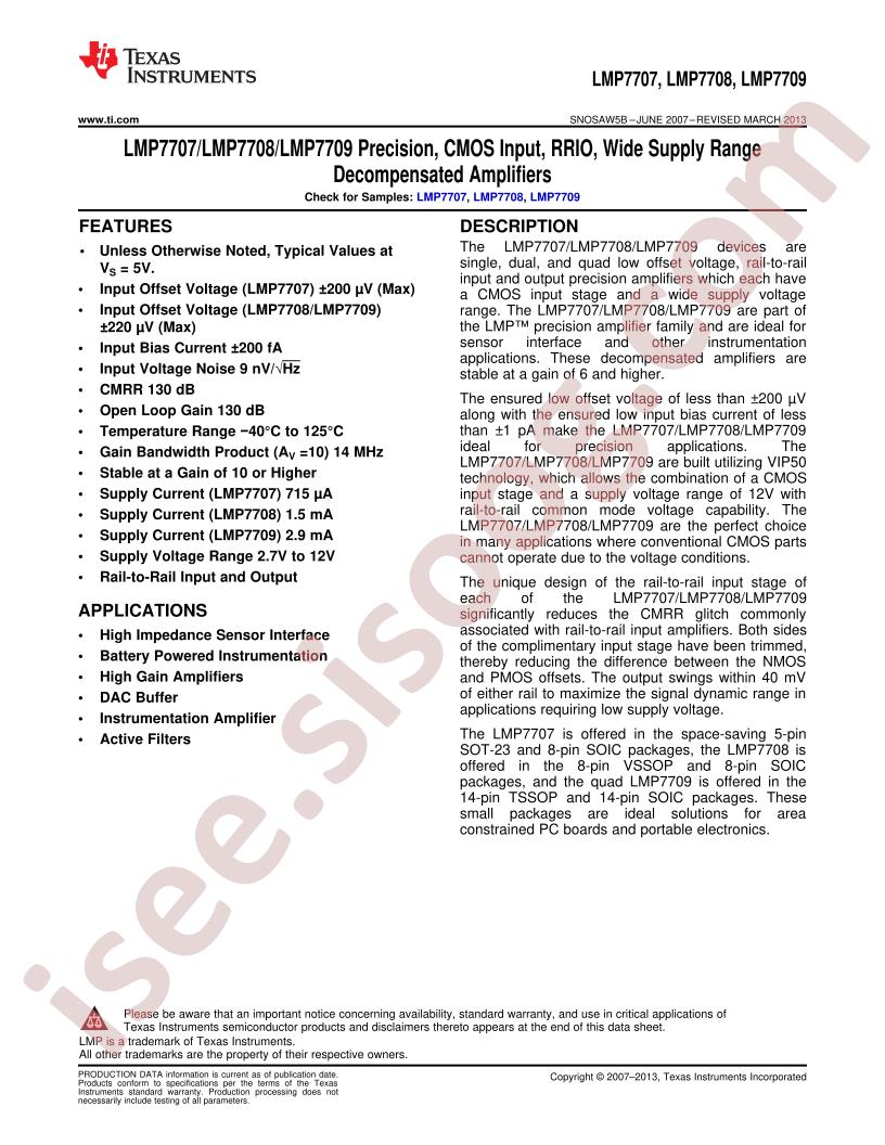 LMP7707-09 Datasheet