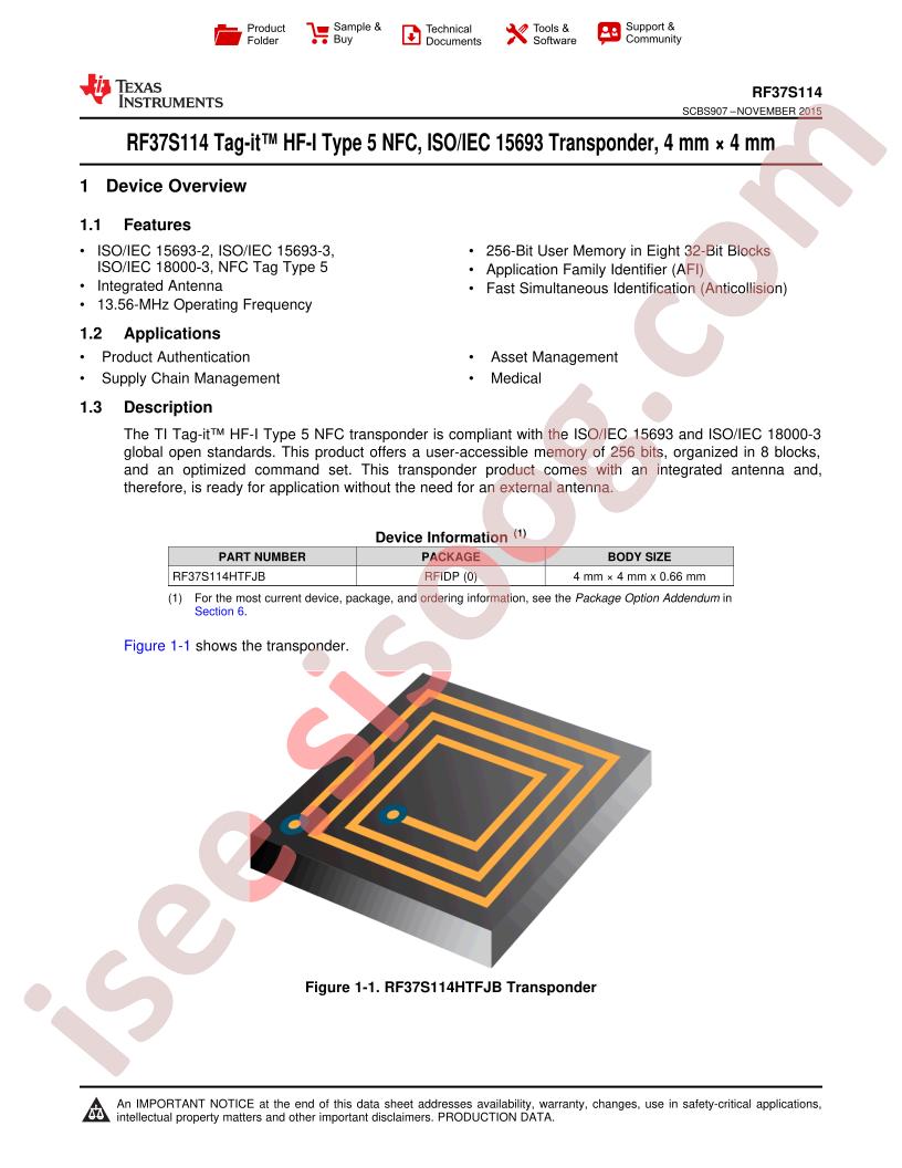 RF37S114 Datasheet