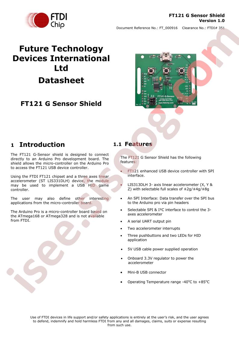 FT121 G Sensor Shield