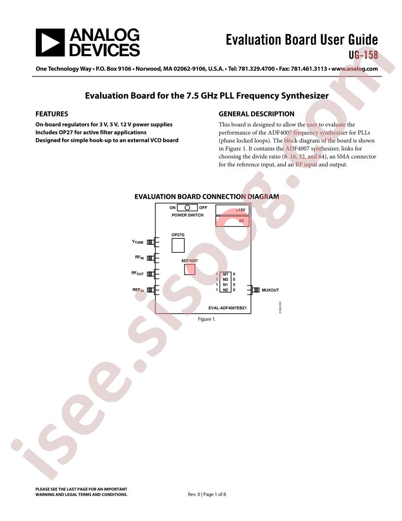 ADF4007 Eval Brd Guide